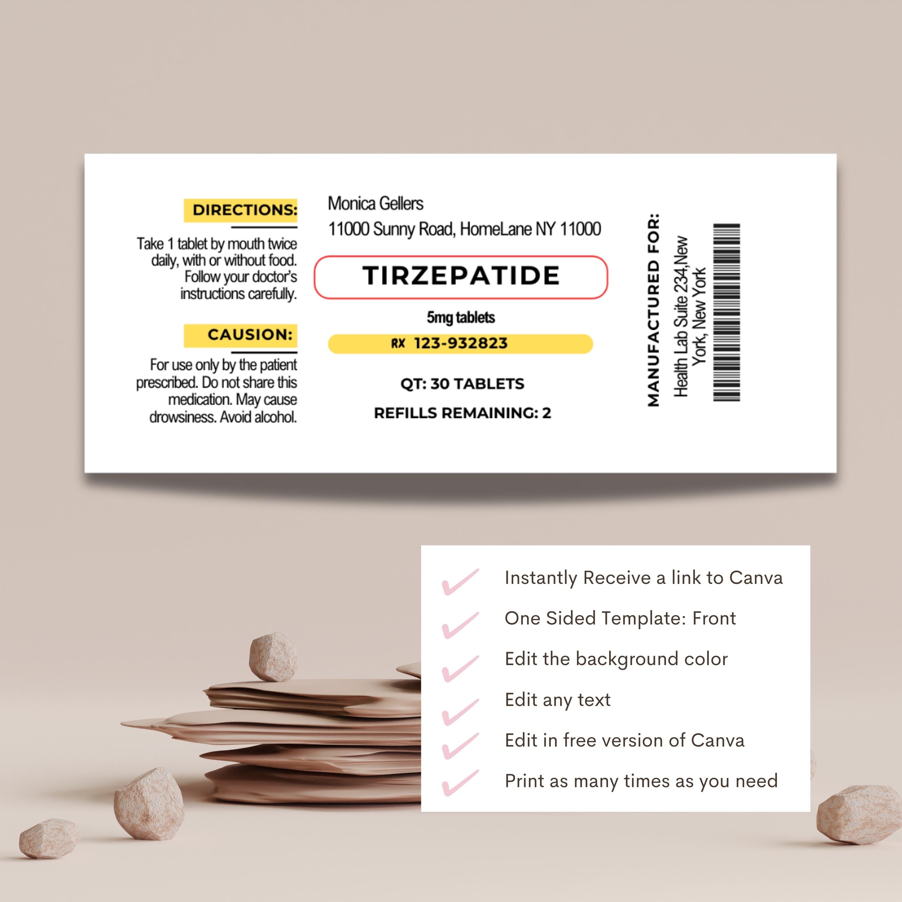 Funny Printable Rx Labels Prescription Label, Editable Prescription Label, Funny Prescription ...