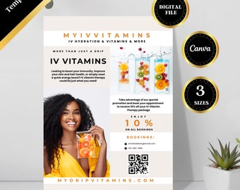 IV Hydration Template, IV Therapy Flyer, Iv Drip, Brand Awareness Flyer, Flyer Canva, Printable Flyer, Edit in Canva, 3 Sizes, DIY Flyer