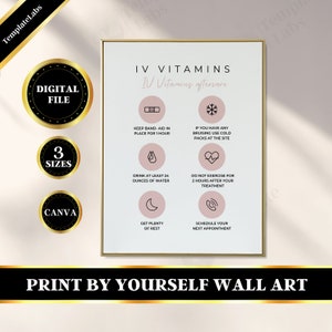 IV Therapy Art, IV Hydration Art, Iv Hydrate Template, Iv Infusion Poster, Printable Wall Art, Edit in Canva, DIY File,Editable Digital File