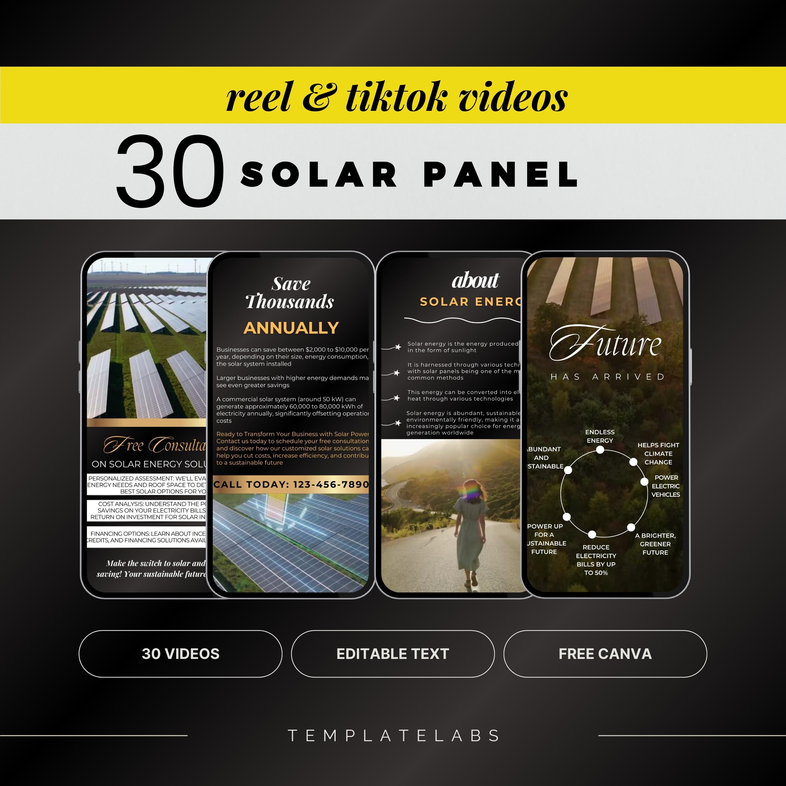 Modèles Solaires, Modèles Instagram Solaires, Panneau Solaire, Énergie Solaire, Énergie Verte, Vidéos Solaires, Bobines Instagram, Vidéos TikTok, 30 V