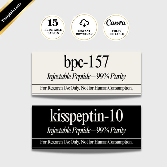 bpc 157 cream for sale Pep Label Template, Pep Labels Canva, Printable Label, Niimbot Labels,  Label Bundle, Printable Label Template, 2 Sizes