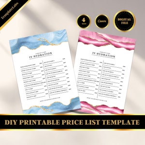 IV Hydration Template, IV Therapy Menu, Printable Price List, Diy Template, Price List Template Editable, Canva Flyer, Digital Download