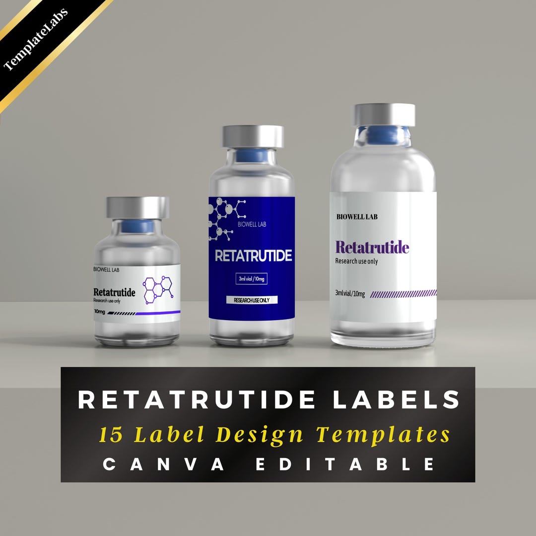 amble retatrutide Reta Label Template, Vial Label Template, Printable Label, Editable Label,  DIY Canva, Canva Templates