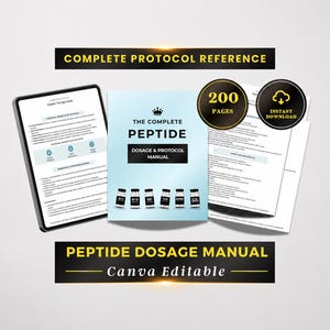 Peptide Information Sheet, Protocol Guide, Peptide Dosage Guide, Peptide Therapy Protocol, Peptide Cheat Sheet Printable, Canva Template