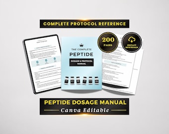 Peptide Information Sheet, Protocol Guide, Peptide Dosage Guide, Peptide Therapy Protocol, Peptide Cheat Sheet Printable, Canva Template