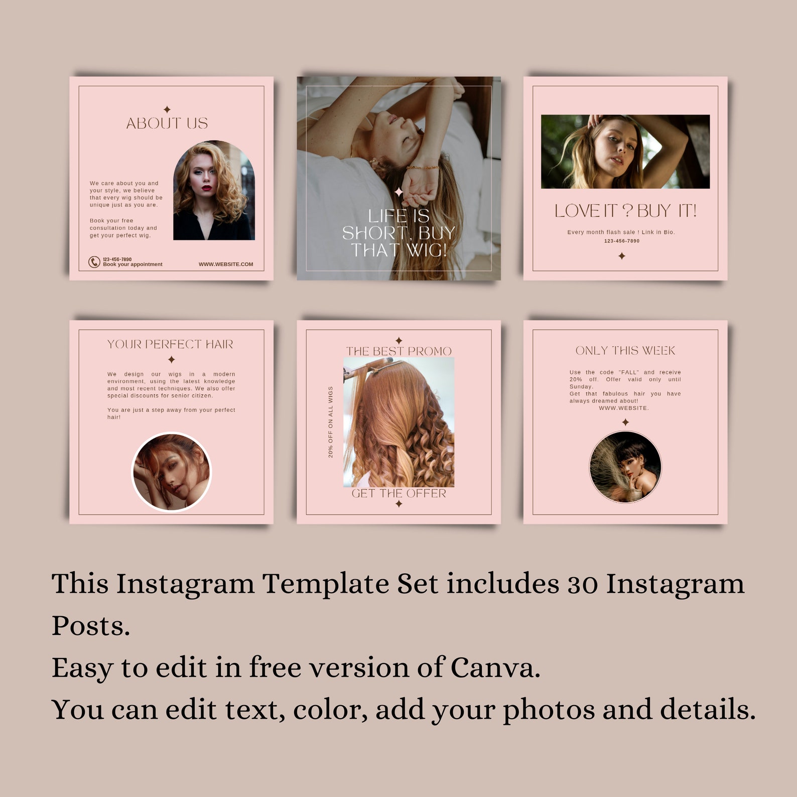 Wig Instagram Post, Wig Flyer Template, Wig Flyer Sale, Wig Content ...