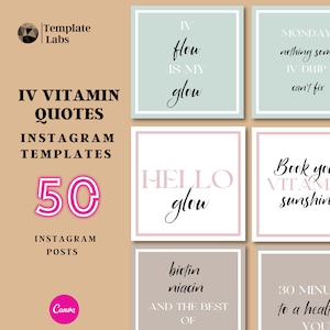 IV Therapy Social Media, IV Hydration Therapy, Quote Templates Canva, Editable Template, Instagram Quote Posts, IV Infusion