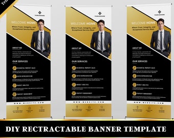 Retractable Banner Real Estate, Realtor Banner Template, Roll Up Banner, Event Banner, Fully Editable Template, Canva Banner, DIY File