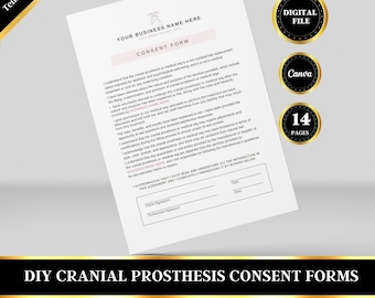 Cranial Prosthesis Template, Medical Wig, Client Intake Form, Consent Forms, Fully Editable, Edit in Canva, DIY Template, Printable Forms
