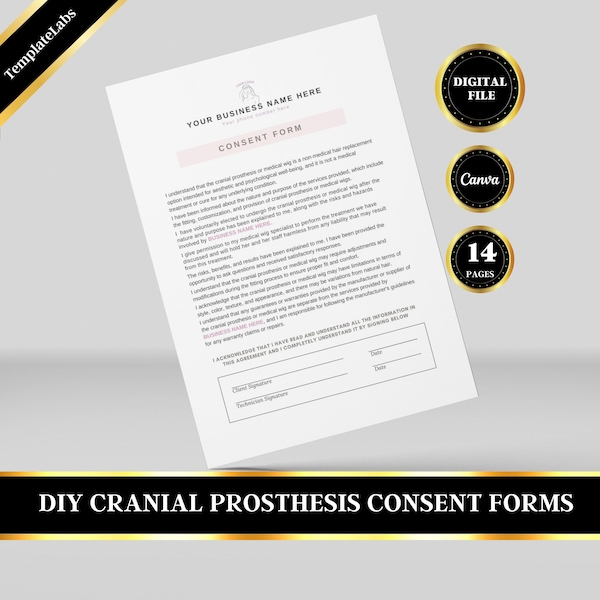 Cranial Prosthesis Template, Medical Wig, Client Intake Form, Consent Forms, Fully Editable, Edit in Canva, DIY Template, Printable Forms