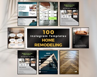 Home Remodel Template Instagram, Home Renovation Template, Contractor Social Media, Canva Templates, Home Remodel Business, Instagram Posts