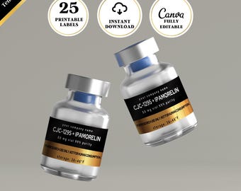 Peptide Label Template, Printable Label, Peptide Therapy Canva, Canva Label, Editable Label Bundle, Printable Label Template, 2 Sizes