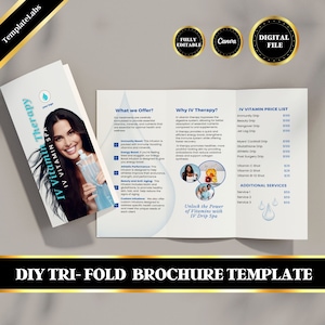 IV Vitamin Therapy Marketing, IV Drip Business, DIY Template, Iv Therapy, Trifold Brochure Template, Printable Template, Digital File