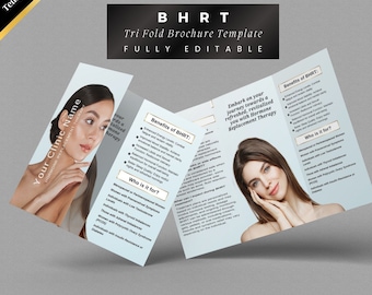 Bio-Identical Hormone Replacement Therapy Printable Brochure, BHRT, Hormone Replacement, Hormone Clinic, Brochure Template, Edit in Canva