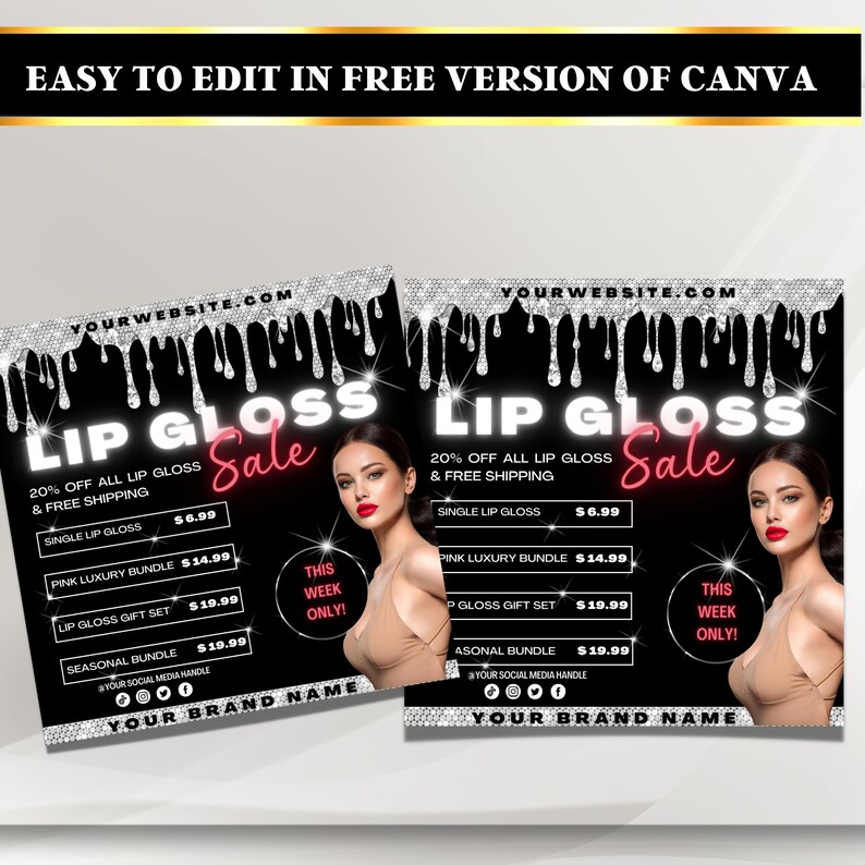 Lip Gloss Flyer Lip Gloss Template Lip Gloss Business E Etsy