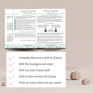 May include: A stack of three brochures with the text "Peptide Therapy" and "Patient Guidebook". The brochures have a white background with green and gold accents. The bottom of the image shows text that says "Instantly Receive a link to Canva".