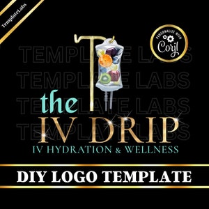 IV Hydration Logo, IV Therapy Logo, Iv Drip Business, Iv Infusion Therapy, Iv Nurse, Corjl Logo, Logo Design Editable, DIY Logo Template