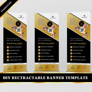 Retractable Banner 360 Photobooth Digital, 360 Photobooth Template, Roll Up Banner, Event Banner, Fully Editable Template, DIY File, 30 x 80