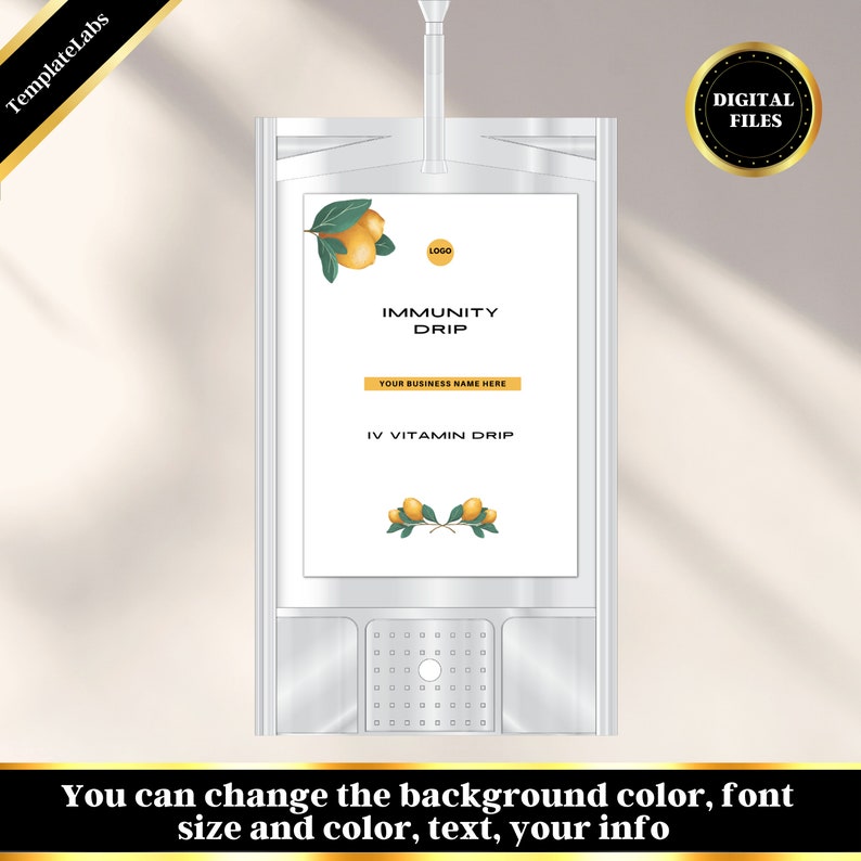 IV Bag Label IV Vitamin Drip DIY Label Printable Label Etsy