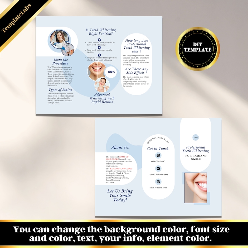 Teeth Whitening Brochure, Dental Flyer, Dental Template, Tri Fold Teeth Whitening Brochure, Dental Flyer, Dental Template, Tri Fold