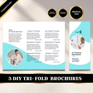 IV Vitamin Therapy Marketing, IV Drip Business, DIY Template, Iv Therapy, Trifold Brochure Template, Printable Template, Digital File