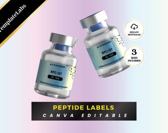 Peptide Labels Templates, Retatrutide Label, Peptide Business, Printable Label, Canva Label, Editable Label Bundle, 3 Sizes