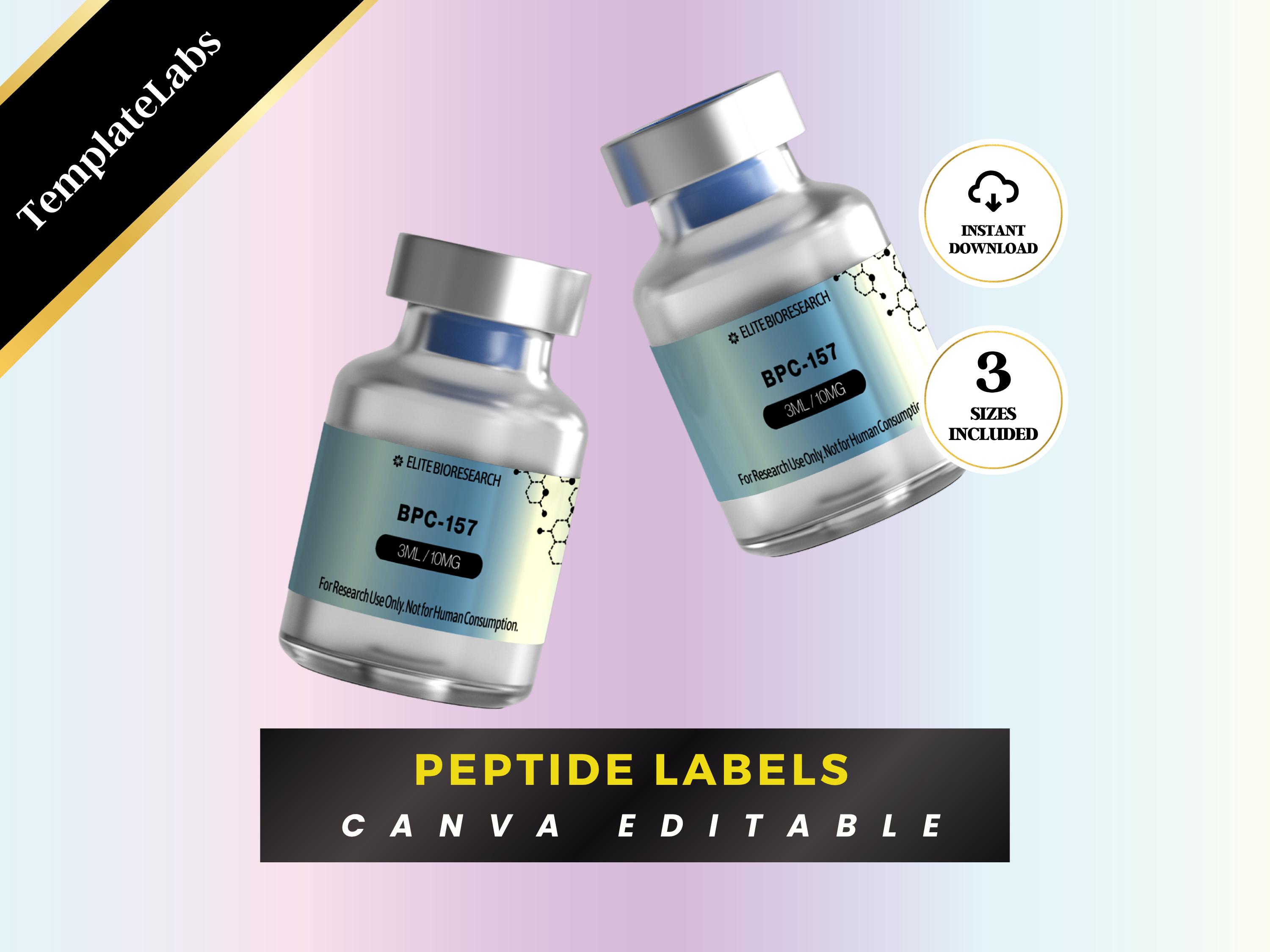bpc 157 fake Peptide Labels Templates, Retatrutide Label, Peptide Business, Printable Label, Canva Label, Editable Label Bundle, 3 Sizes Methyltechno 1000 mcg - glucosamine Size x Gauge x Needle Length:3cc 25g x 5/8