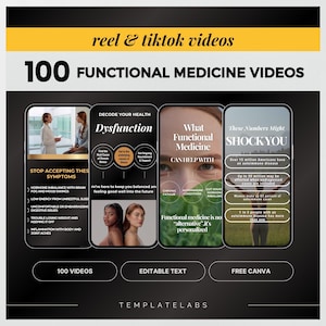 Funktionelle Medizin Social Media, Funktionelle Medizin Reel Vorlagen, Funktionelle Medizin Videos, Instagram Reels, TikTok Videos, DIY Videos