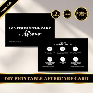 IV Hydration Printable, IV Therapy Template,  Aftercare Card, Printable Editable Template, DIY Template, Canva Flyer, Digital File
