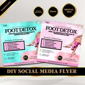 Ionic Foot Detox, Foot Detox Flyer, Ionic Foot Bath, Social Media Flyer, Instagram Flyer, Promotional Flyer, Edit in Canva, DIY Flyer