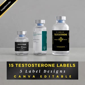 Testosterone Label Template, TRT Label Printable, HRT Label Design, Editable Printable Label, Canva Templates