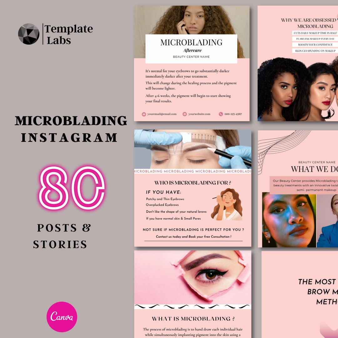 Microblading Instagram Post, Microblading Flyer, Template Canva, PMU ...