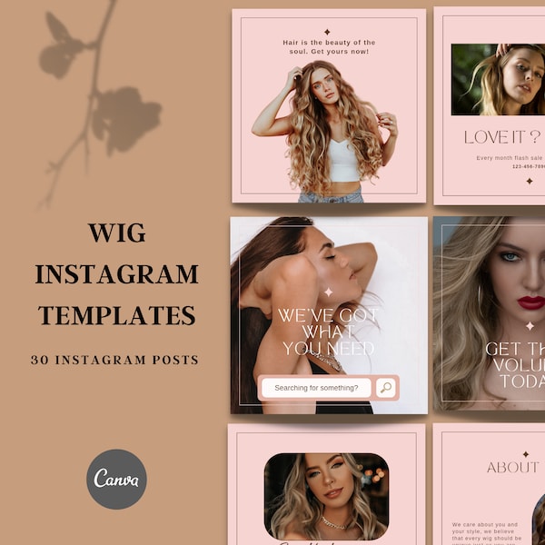 Wig Instagram Post, Wig Flyer Template, Wig Flyer Sale, Wig Content, Wig Quotes, Instagram Template, Canva Template, DIY Template