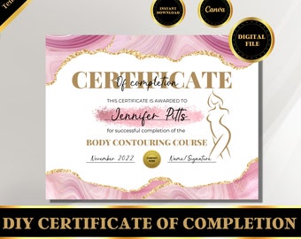 Certificado de Contorno Corporal, Certificado de Escultura Corporal, Certificado de "Hágalo Usted Mismo", Certificado de Contorno Corporal, DESCARGA DIGITAL