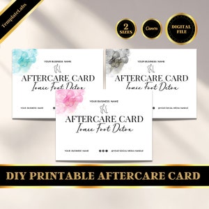 Ionic Foot Detox Card, Foot Detox Aftercare Card, Printable Aftercare Card, Beauty Card, Card Template, Editable Canva Template, DIY Card