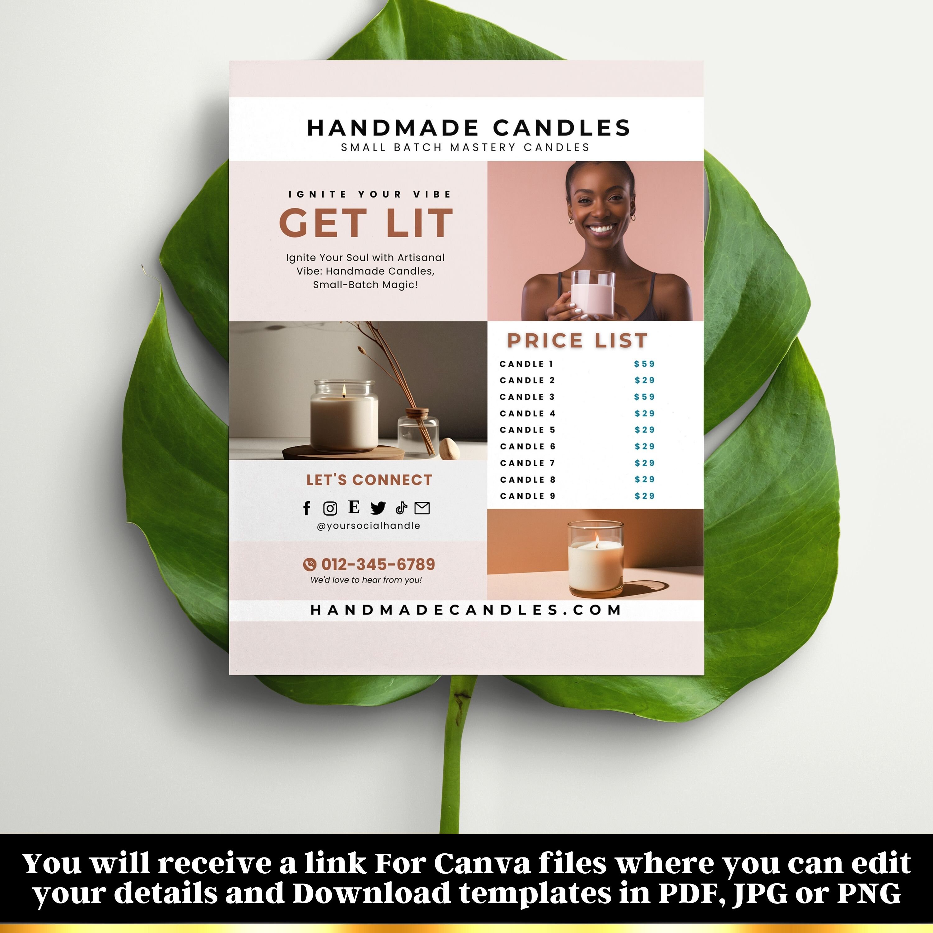 Candle Price List, Candle Printable, Editable Price List Template