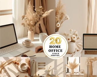 Work From Home Photos, Lifestyle Stock Photo, Laptop Image, Interior Design Stock Photos, Beige Aesthetic, 20 Photos, Instant Download