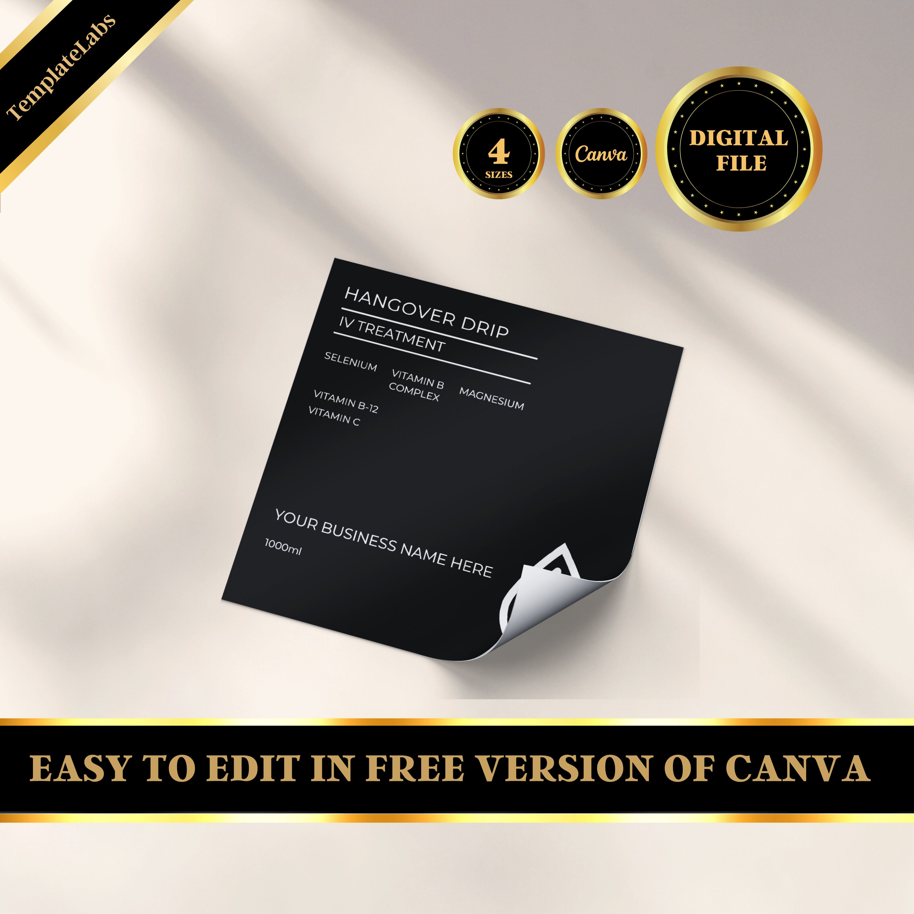 IV Bag Label IV Vitamin Drip DIY Label Printable Label Etsy