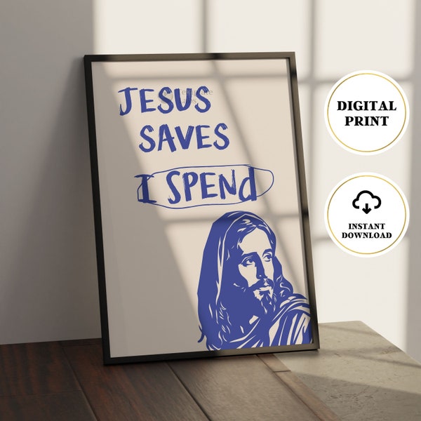 Funny Jesus Poster, Witty Joke Gift, Religious Humor, Funny Christmas Poster, Funny Xmas Print, Witty Christmas Decorations, Digital Print