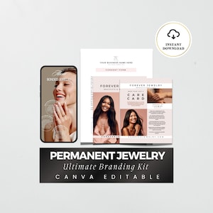 Permanent Jewelry Business Starter Pack, Branding Kit Canva, Consent Form, Care Cards, Price List Template, Pop Up Flyer, Edit in Canva, DIY
