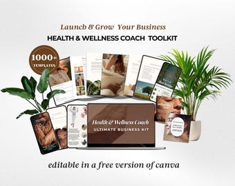 Health Wellness Kit, Wellness Coach Branding Kit, Health Coach Canva, Coaching Business Templates, Holistic Wellness Bundle, Canva Templates