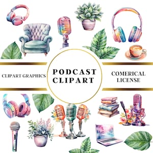 Podcast Clipart, Podcast Icon, Podcast Art, Podcast PNG, Podcast Studio Art, Podcast Design, Digital Illustration, Digital Download