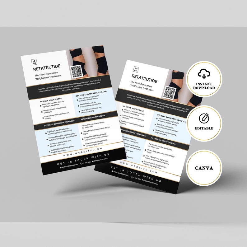 Reta Printable Flyer, Weight Loss Clinic, GLP Instagram, Medspa Flyer ...