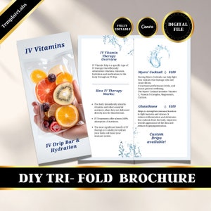 IV Vitamin Therapy Marketing, IV Drip Business, DIY Template, Iv Therapy, Trifold Brochure Template, Printable Template, Digital File