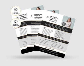 Patient Advocate Template, Patient Advocacy, Healthcare Navigator, Healthcare Consultant, Healthcare Services, Canva Template, Canva Flyer