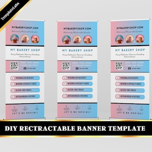 Retractable Banner Bakery, Bakery Banner, Bakery Template, Roll Up Banner, Event Banner, Fully Editable Template, DIY File, 30 x 80 inches