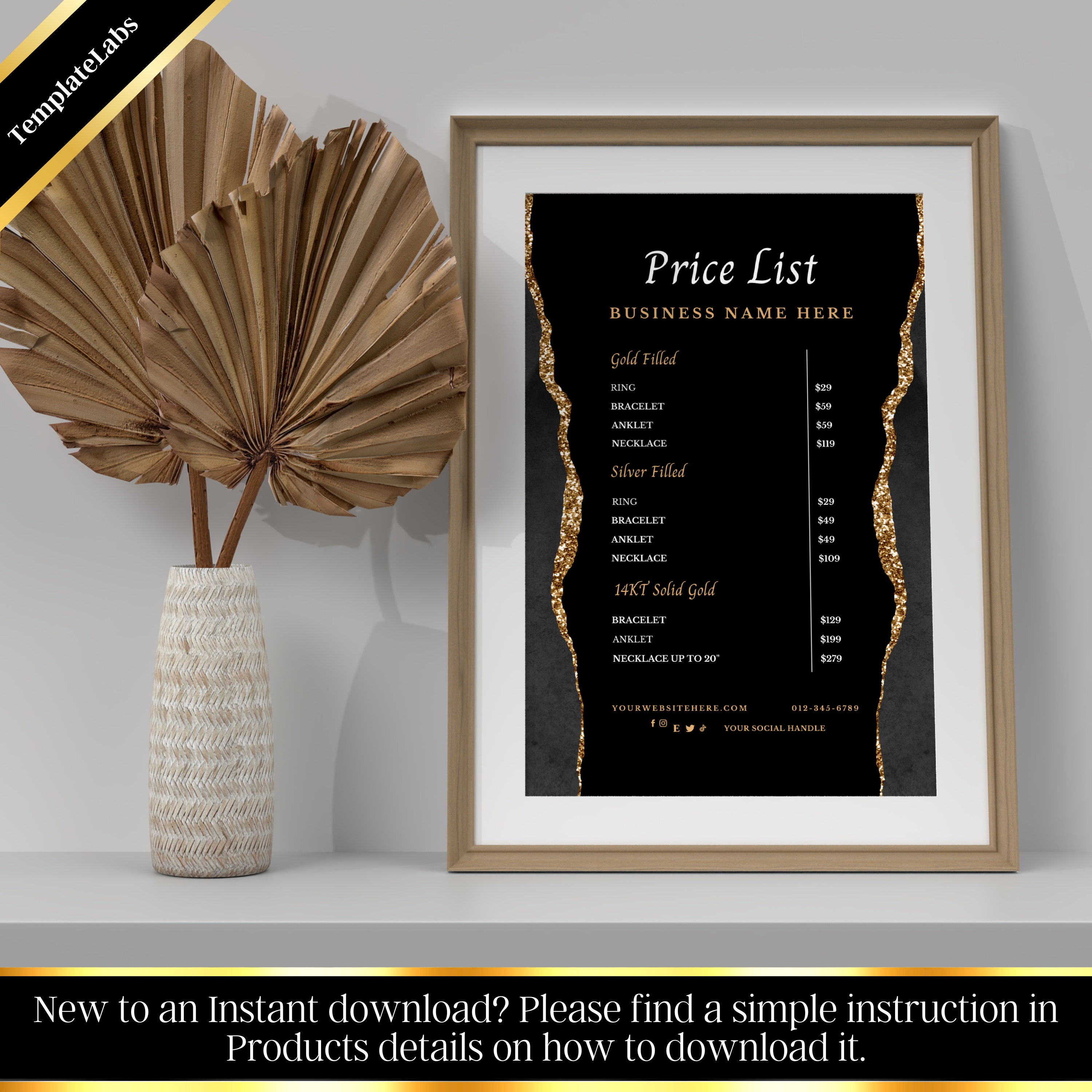 Permanent Jewelry Price List Printable Price List Price Etsy