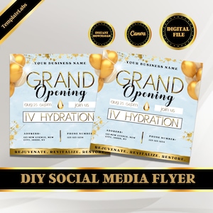 IV Hydration Social Media Template, Grand Opening Flyer Template, Opening Flyer, Launch Flyer,  IV Vitamin Therapy, Canva Instagram