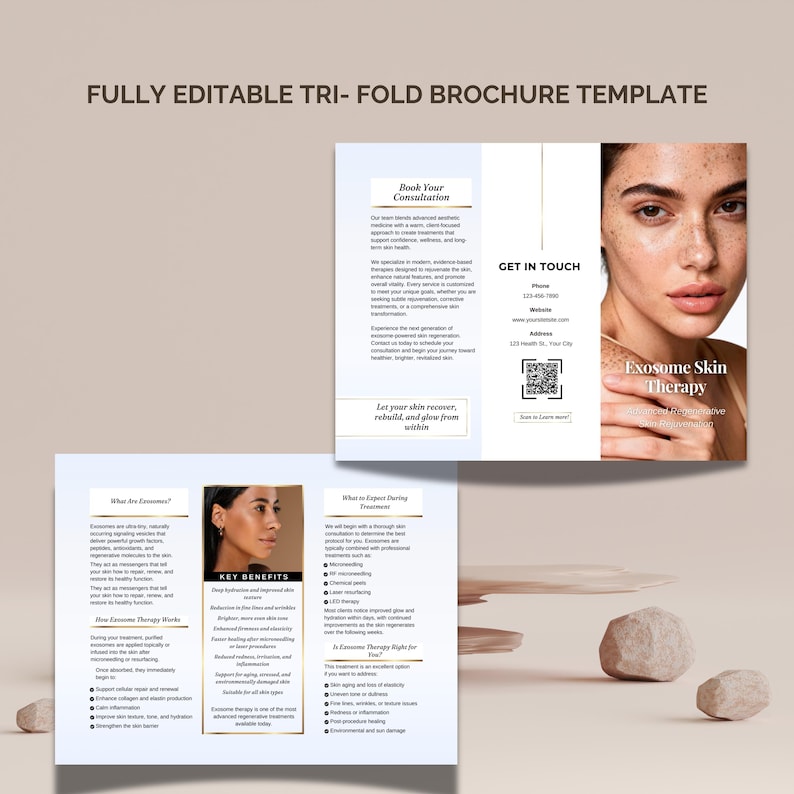 Exosome Tri Fold Brochure Template Medspa Brochure Trifold Brochure