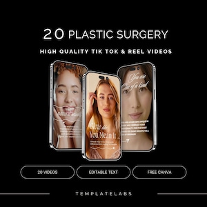 Plastic Surgery Templates, Plastic Surgery Flyers, Cosmetic Surgery Content, TikTok Videos, Reel Videos, Instagram Templates,  Edit in Canva